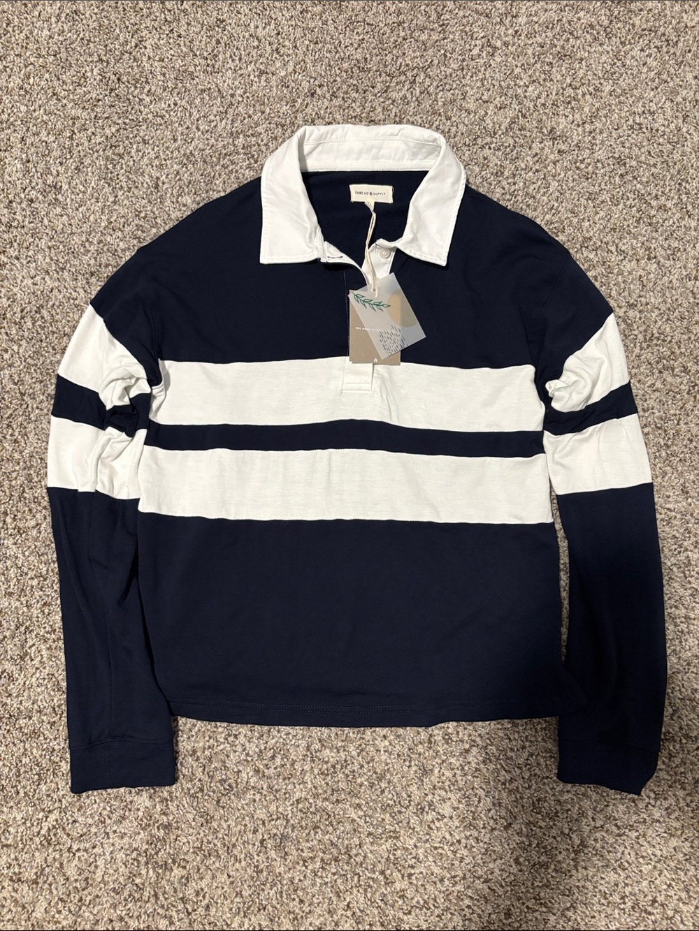 Thread & Supply Jilly Long Sleeve Collared Rugby Fleece Knit Top
